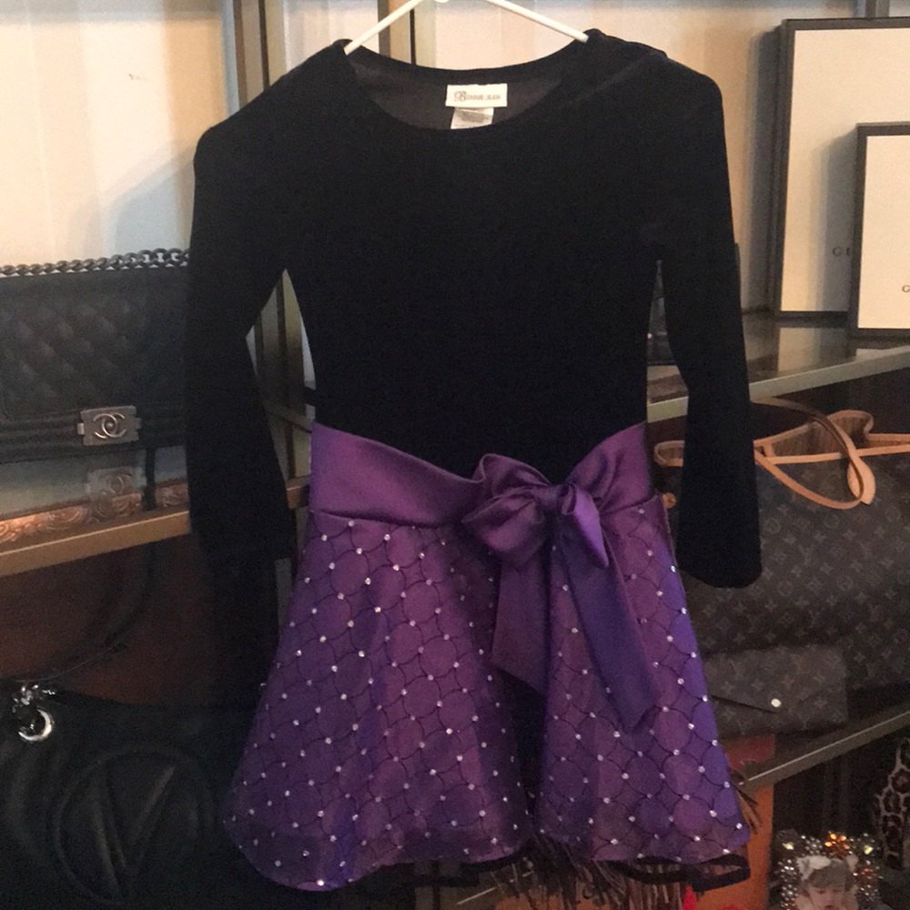 Girls Bonnie Jean Velvet/Satin Dress Sz 7 Like New